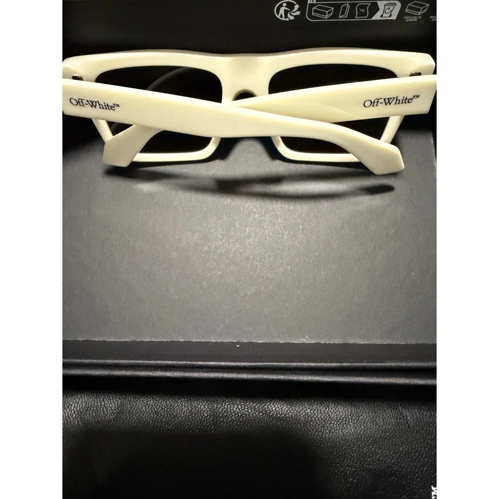 OFF WHITE Sunglasses Men Square Acetate Cream Frame Dark‎ Lens
